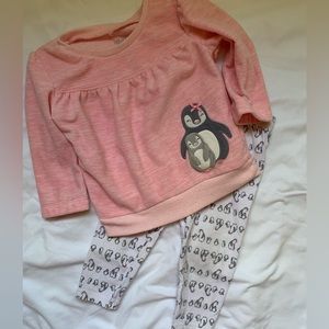 Just One You Carter’s 9 month top and pants set - pink and penguins